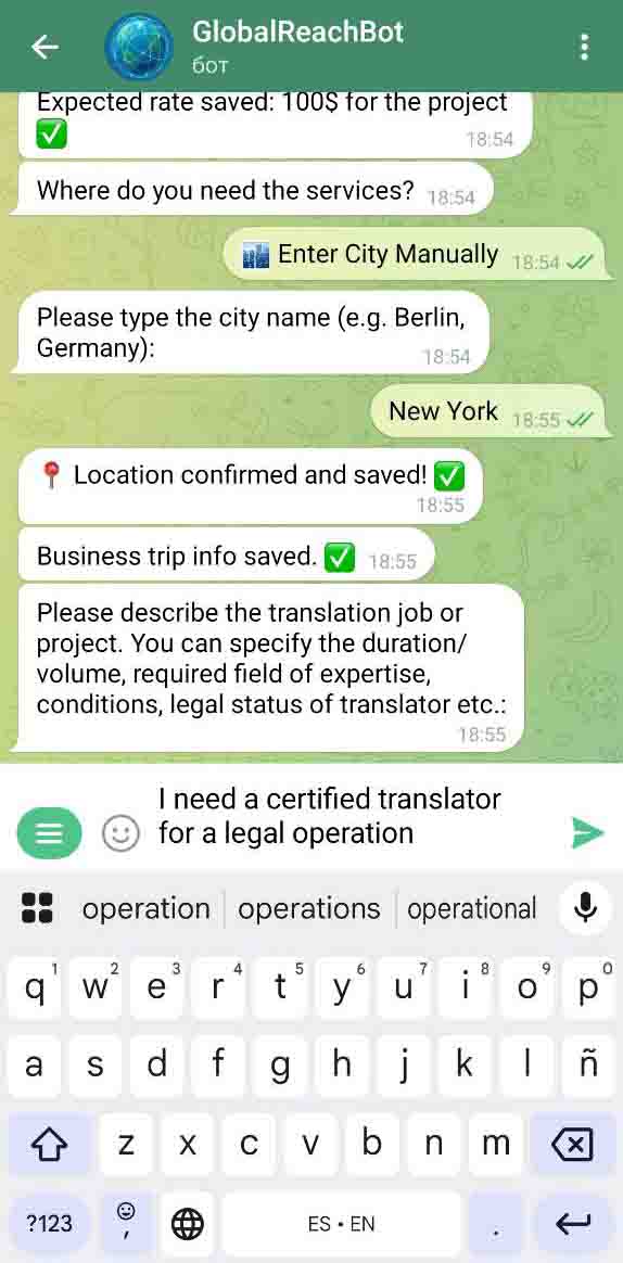 Matching Bot Screenshot with description section